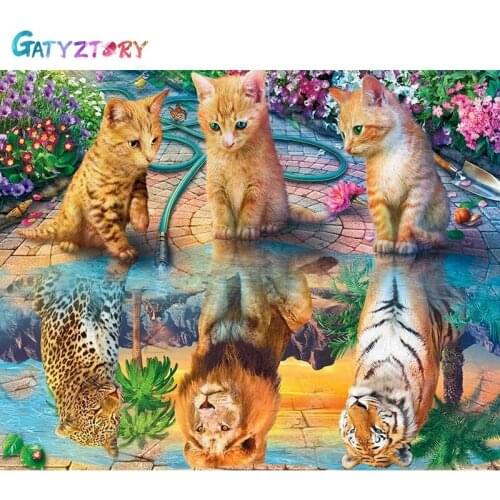 Gatyztory Paint By Numbers For Adults Cats Coloring By Numbers Animals Home Decor Decorative Frames Acrylic Paints Set