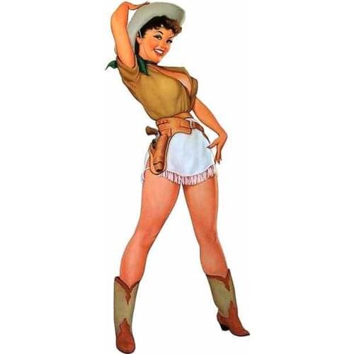 Interesting COWGIRL COWBOY HAT PINUp GIRL Car Stickers Car Styling PVC 13cm X 5cm Vinyl Motorcycl Accessories