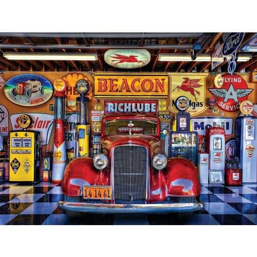 JMINE Div 5D Old vintage red Car Full Diamond Painting cross stitch kits art High Quality Scenic 3D paint by diamonds
