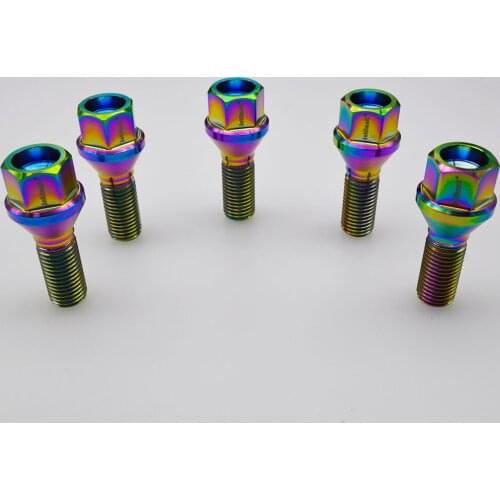 Titanium colorful cone seat M12*1.5*28 bolt for BMW Peugeot Citroen