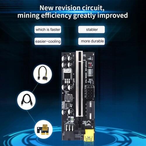PCIe Riser Card with Sequential LED Lights USB 3.0 PCI-E Express 1X to 16X Extender Adapter for GPU Ethereum Bitcoin BTC Mining