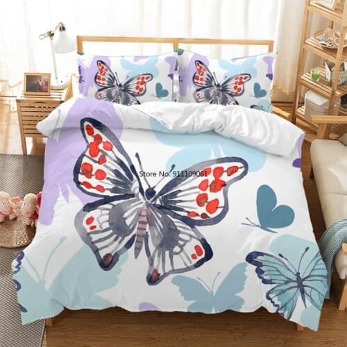 Custom Dropship 3D Colourful Butterfly Duvet Cover Set Bedding Set with Pillowcase US Full Bed Set Queen Size Comforter Sets