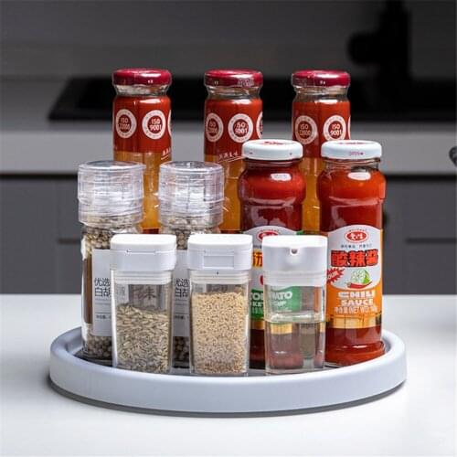 Kitchen Shelves 360° Rotating Spice Jar Tray Multifunctional Makeup Organizer Round Bathroom Shelf Home Cosmetic Storage Rack