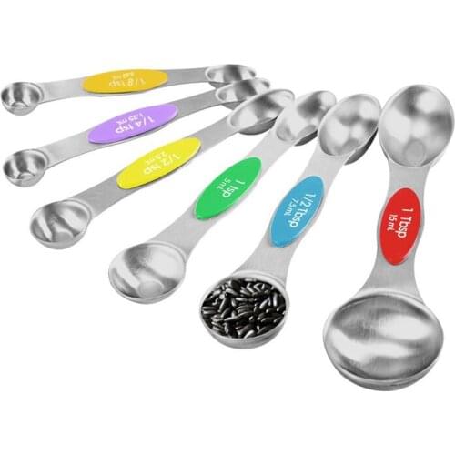Stainless Steel Baking Spoon Double-head Measuring Spoon Six-piece Set Seasoning Spoon Color Scale Measuring Cup Measuring Spoon