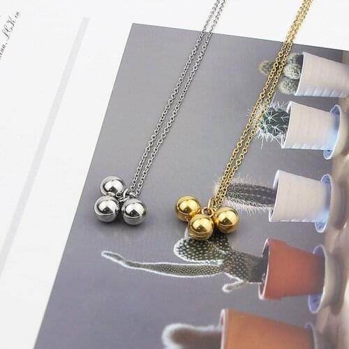Fashion Simple Party Necklace Three Steel Ball Pendant Necklace Stainless Steel Jewelry For Women Gifts Wholesale