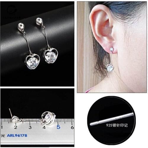 Non-allergic needle stud Temperament wild love small heart zircon Womens Earrings Not Allergic Earrings Free shipping 388