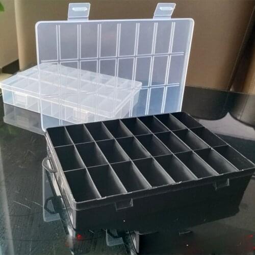 Fixed 24 grid transparent plastic box, parts sorting box, Jewelry Packaging Organizer， pp box, fishing tackle storage box