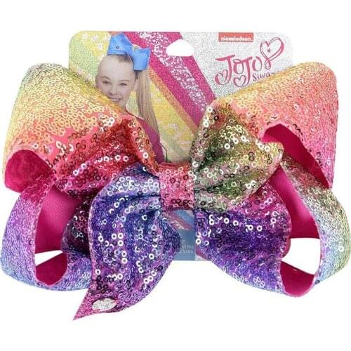 Lovely 8 inch Children Girls Rainbow Large Big Hair Bow Sequins Hair Accessories Women Shining Alligator Party Hair Clips