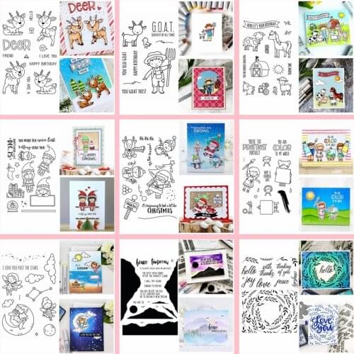 Clear Silicone Stamps Christmas Santa Claus Elf Mixed Style Pasture Barn Goat Cow Little Girls Boys DIY Scrapbooking 2020 New