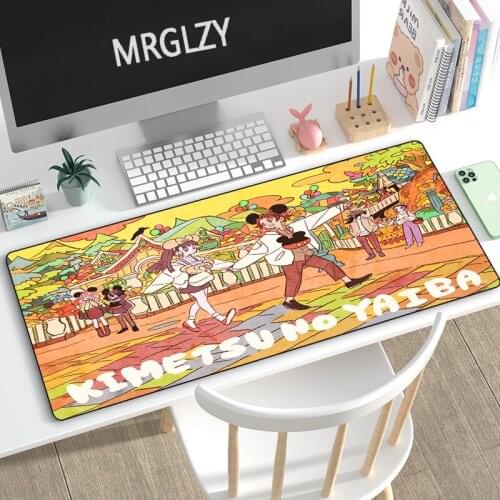 Drop Shipping Demon Slayer Anime Cute Mouse Pad Kimetsu No Yaiba Large Mousepad Gaming Accessoroes Laptop Gamer Keyboard DeskMat