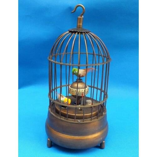 Rare brass bird cage Mechanical Table Clock Alarm Clock