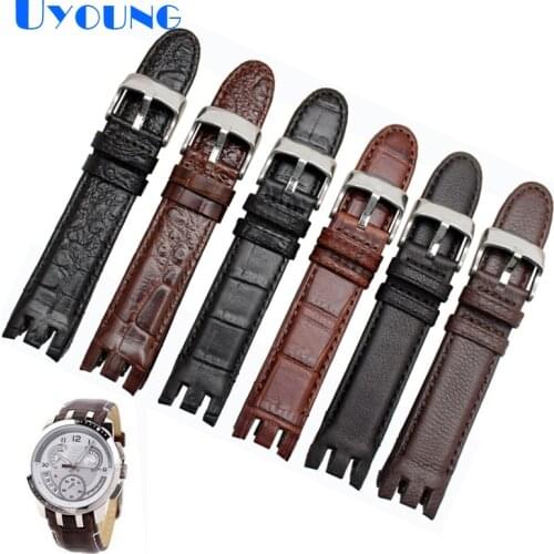 High Quality Genuine Leather Watch Strap For Swatch YRS403 412 402G watch band 21mm watchband men curved end watches bracelet