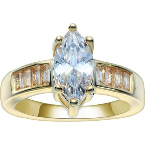 Luxury White AAA CZ zircon Wedding Rings for Women gold-color Fashion Fine Jewelry Anniversary Gift Distribution