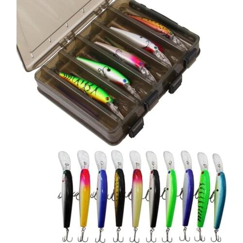10pcs/box Hard Minnow Fishing lure 13.6g Long tongue deep diving hard bait Swimbait Bass Crankbait 3d fish eyes for Pikes Trout