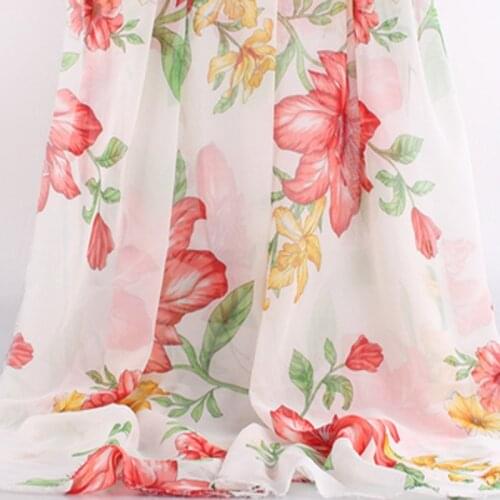 Printed Chiffon Scarf Fabric 75D Summer Dress Scarf DIY Tissue Many Styles