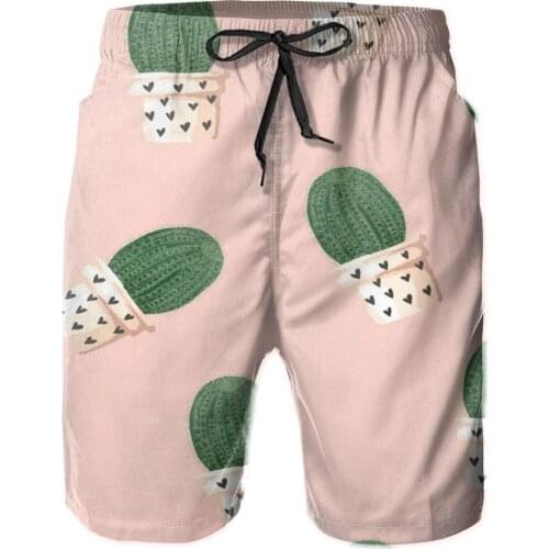 Cute Cactus With Hearts Quick Dry Swimming Shorts For Men Swimwear Man Swimsuit Swim Trunks Summer Bathing Beach Wear