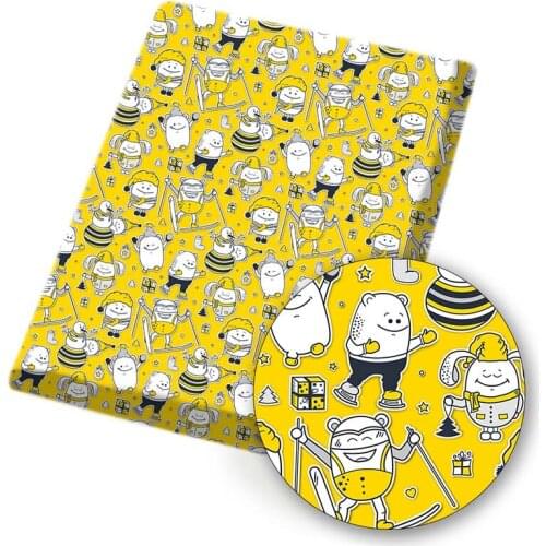 Polyester Cotton Cloth Fabric Sheet By The Yard Bear Cartoon Printed Fabrics For DIY Craft Doll Dress Apparel Sewing 45*145cm/pc
