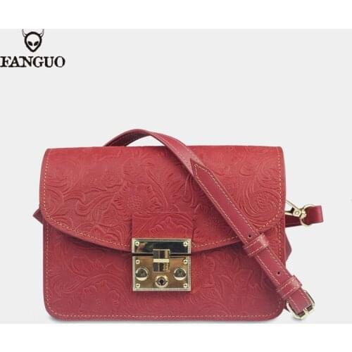 Handmade Genuine Leather Women Shoulder Bag Square Saddle Bags Soft Leather Crossbody Casual Messenger Bags For Ladies