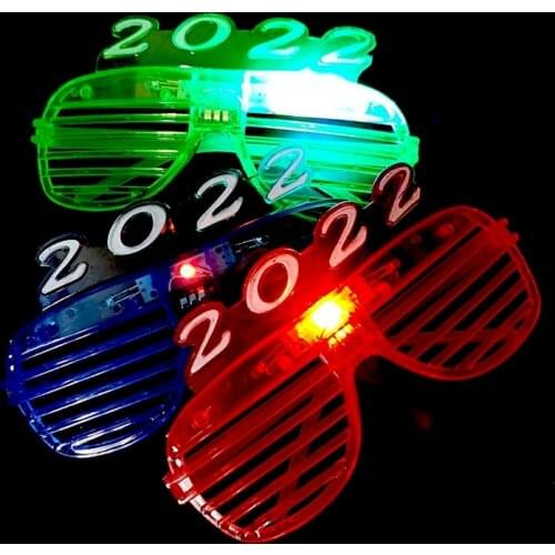 Party LED Glow Light Up Christmas New Years Eve Number 2022 LED Flash Glasses Luminous Blind Prom Glasses