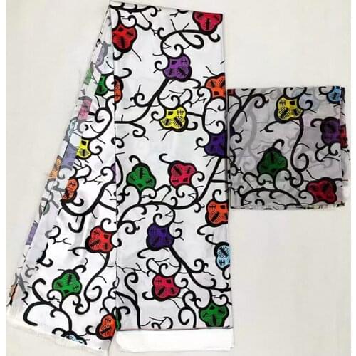 Ankara african wax print fabric pure silk fabric african fabric 2+4yards african silk chiffon fabric dubai lace for dress MM-A8