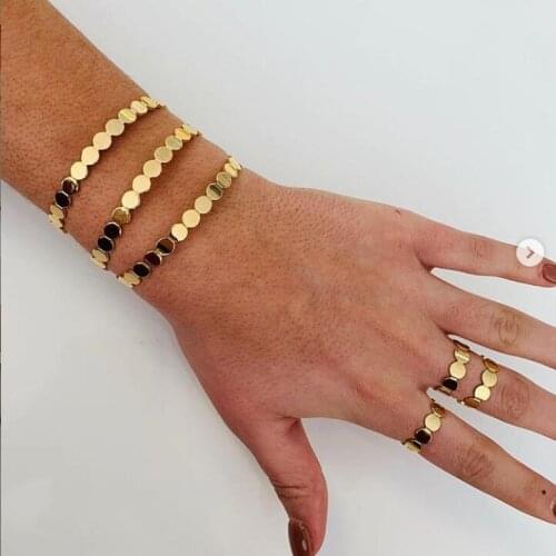 Top quality gold color plated open adjust cuff bangle for women round bubble shape simple classic geometric bracelet jewelry