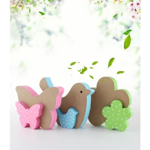 1PC Creative Butterfly Bird Flower Wooden Ornaments Home Furnishing Wedding Decoration DIY Handmade Wood Craft ML 005