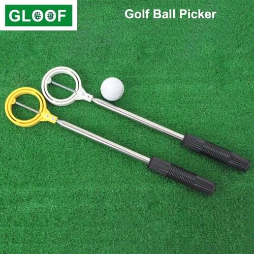 1Pcs Golf Ball Retriever Telescopic Golf Ball Pick Up Tool Stainless Steel Shaft Automatic Locking Scoop Practical