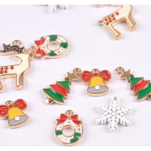 10pcs Fashion Colorful Drop Oil Enamel Charms Christmas Pendant for Jewelry Bracelet Necklace Making 13-24mm YKL0714