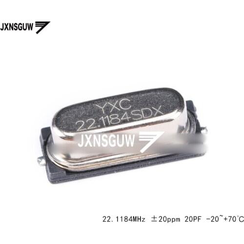 10PCS SMD passive crystal oscillator HC-49SMD 22.1184MHz 20ppm 20PF X49SM221184MSD2SC