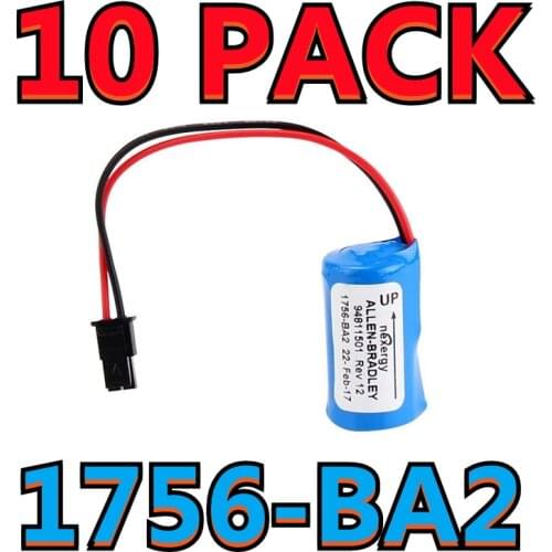 10 PACK New Original A-B 1756-BA2 PLC Controller 3V Battery Lithium Batteries With Plug (Fresh Date)