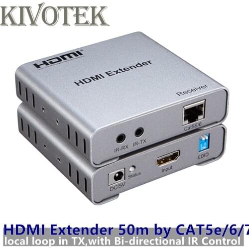 1080p HDMI Extender Transceiver Adapter Split TX/RX 50m by Cat5e/6 RJ45 Connector Ethernet Cable For CCTV DVD PSP Free Shipping
