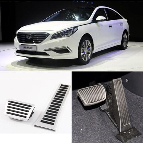 Brand New 2pcs Aluminium Non Slip Foot Rest Fuel Gas Brake Pedal Cover For Hyundai Sonata 9th 2015-2017 AT