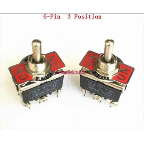 5pcs/Lot 223F 6-Pin 3 Position ON-OFF-ON Spring Return Momentary Switch 15A 250VAC Toggle Switch