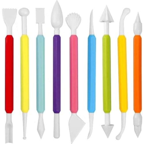 9pcs Fondant Modeling Tools Set Gum Paste for Cake Decorating, Cake Marshmallow Sculpting Tools Set