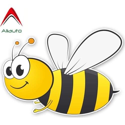 Aliauto Funny Car Sticker A Small Bee Flying In The Air Personality Decal Accessories PVC for Golf Kia Ceed Seat Ibiza,14cm*10cm
