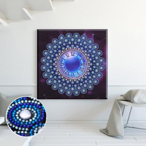 Diamond Embroidery Mosaic Painting Cross Stitch Special Shaped Alien Wall Clock Geometric Patterns DIY 5D Sale Decoration Gift