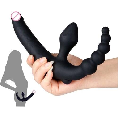 Strapon Realistic Dildo Vibrator Butt Plug Anal Beads Clitoris Penis Double Penetration Lesbian Pussy Massager Vibrating Panties