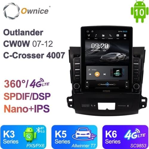 Ownice Android 10.0 Car Radio for Mitsubishi Outlander CW0W 2007-2012 Citroen C-Crosser Peugeot 4007 GPS 2 Din Auto Audio 4G