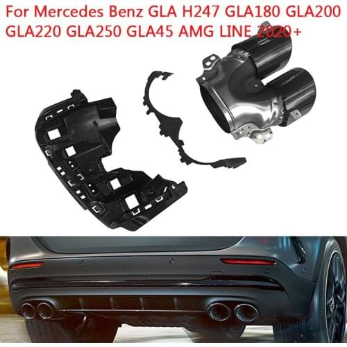Car Rear Bumper Muffler Exhaust Tips Pipe Exits For Mercedes Benz GLA H247 GLA180 GLA200 GLA220 GLA250 GLA45 AMG LINE 2020