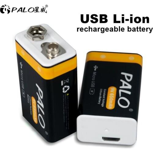 Stable Voltage 9V battery 650mAh Li-ion Rechargeable battery Micro USB Battery 9v lithium for Multimeter Microphone Toy
