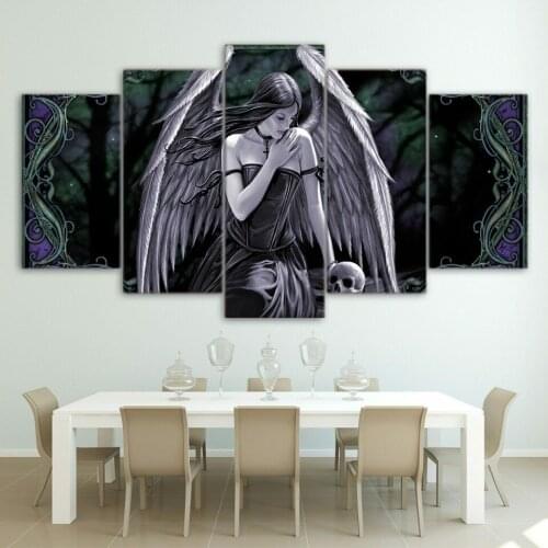 Black and White Angel Girls with Wings Home Wall Decor Canva Picture Art HD Print Painting On Canvas for Living Room Unframe