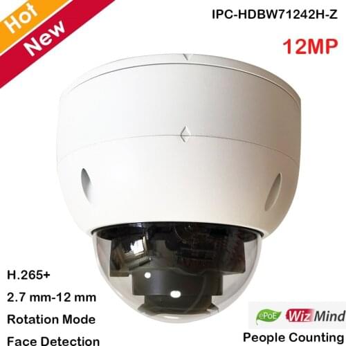 Dahua WizMind 12MP IR Dome Security Camera Motorized Vari Focal 2.7-12mm Lens H.265+ ePOE Face Detect People Counting IP Camera