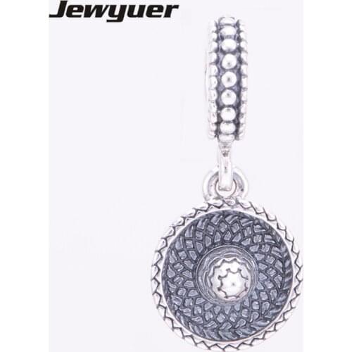 DIY Making Sombrero floating Charms 925 Sterling Silver Jewelry fit brand Bracelet necklace for women Fine jewelry DA099