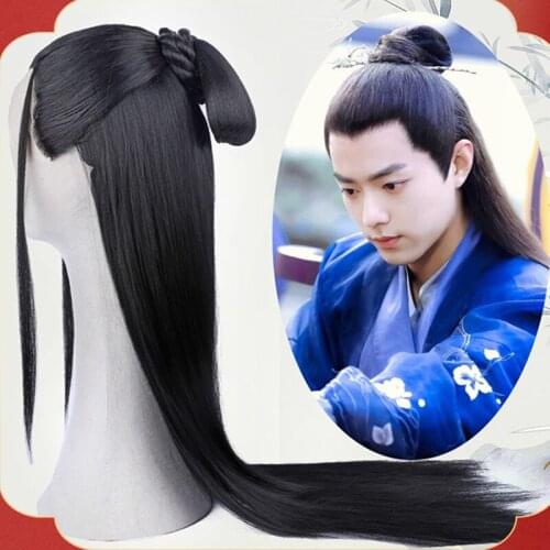 Ancient Hanfu Warrior Hair series Black White Hanfu Men Hair Whole Hair Pproducts Swordsman Cosplay Studio Photography
