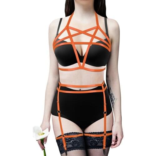 Exotic Costumes Pentagram Harness Womens Underwear Full Body Sexy Lingerie Set Elastic Bondage Dress Dance Clothing Rave