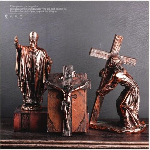 Christian Decoration Jesus Cross Statue Catholic Virgin Mary Statue Vatican Pope Icon Decoration
