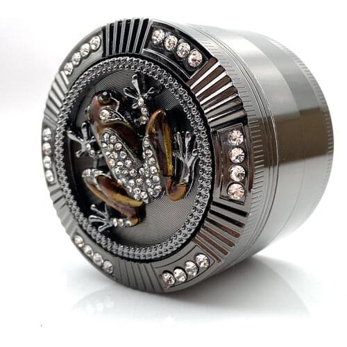 Weed Grinder Frog Shape 4 Layers 63mm Gold/Gun/Silver Diamond Color Zinc Alloy Herb Grinder Tobacco Crusher