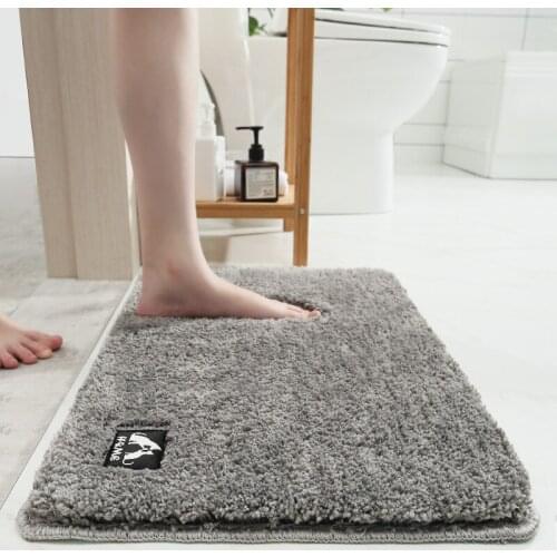 Solid Simple Plush Household Door Bedroom Carpet Floor Mat Bathroom Thickened Antiskid Mat Absorbent Foot Mat Bathroom Bath Mats
