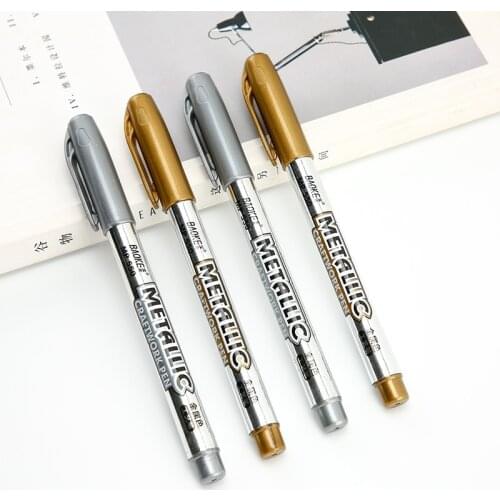 Gold/Silver Metallic Color Marker Pen Waterproof Permanent Paint Craftwork Art crafts Drawing School Supply DIY Line Paper Brush