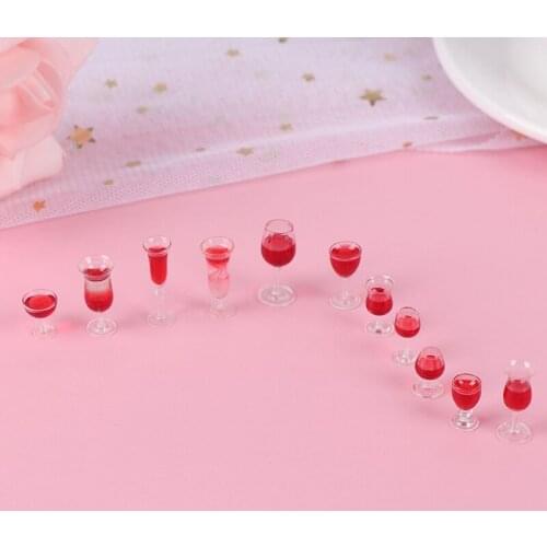 1/12 Dollhouse Miniature Accessories Decoration Mini Red Wine Glass Simulation Cup Drink Model Toy